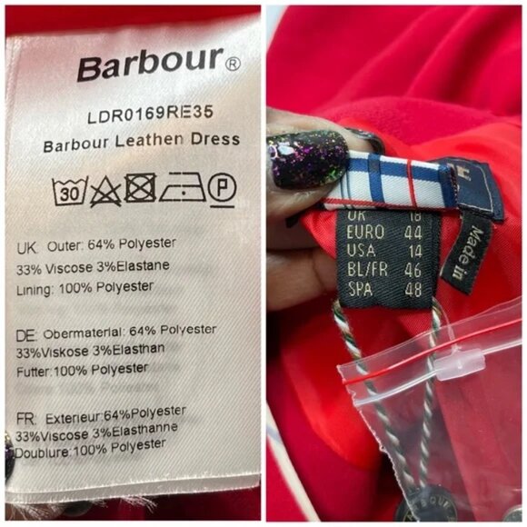 Barbour Leathen Dress Red Summer Tartan Print, New w/ Tags, Size 14 (US) - Picture 11 of 14
